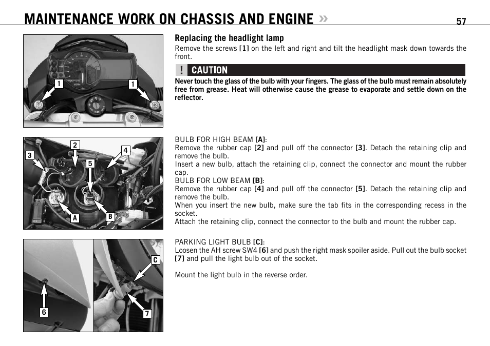 Maintenance work on chassis and engine | KTM 990 SUPER DUKE User Manual | Page 58 / 92