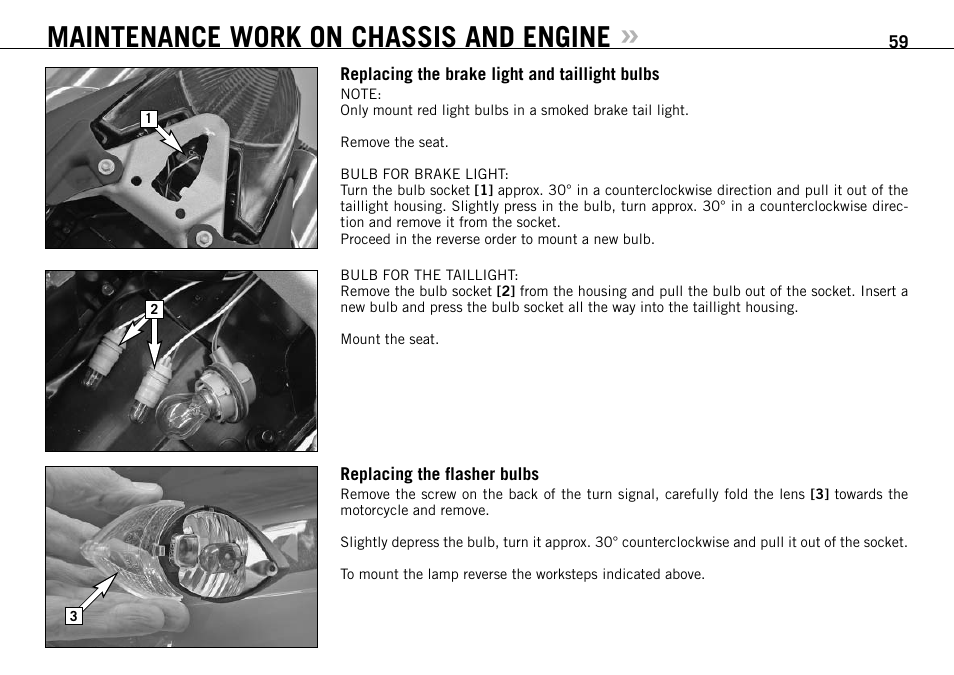 Maintenance work on chassis and engine | KTM 990 SUPER DUKE User Manual | Page 60 / 92