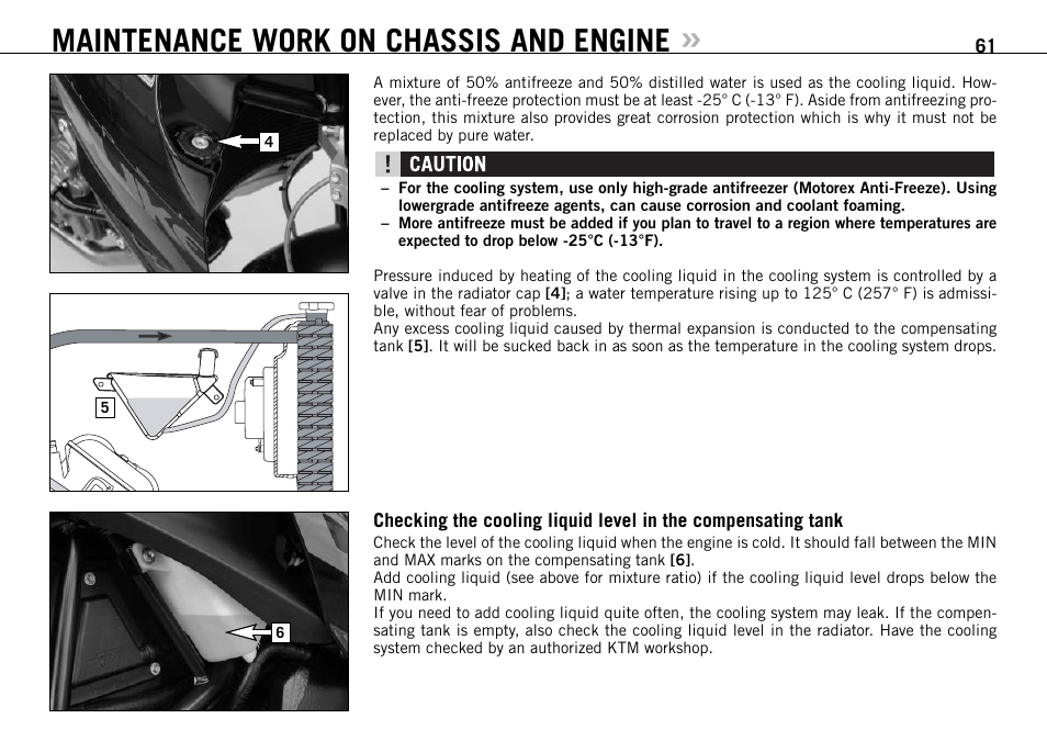 Maintenance work on chassis and engine | KTM 990 SUPER DUKE User Manual | Page 62 / 92