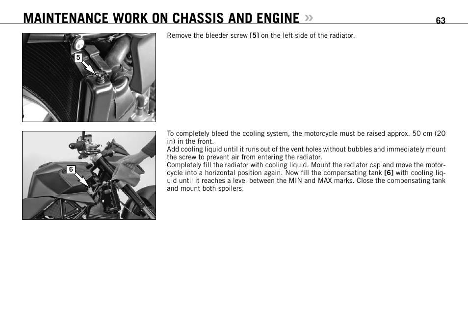 Maintenance work on chassis and engine | KTM 990 SUPER DUKE User Manual | Page 64 / 92