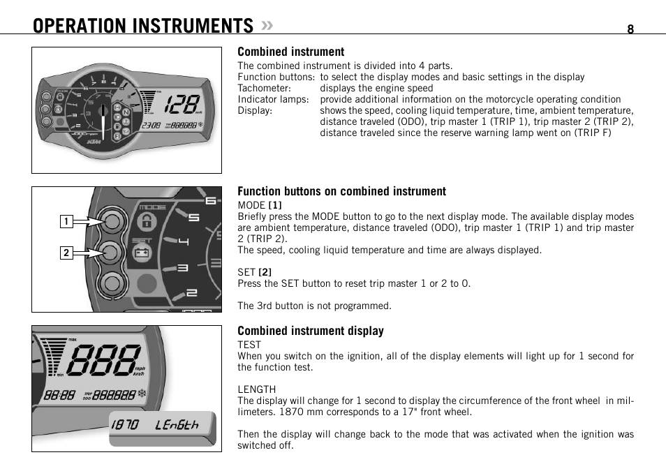 Operation instruments | KTM 990 SUPER DUKE User Manual | Page 9 / 92