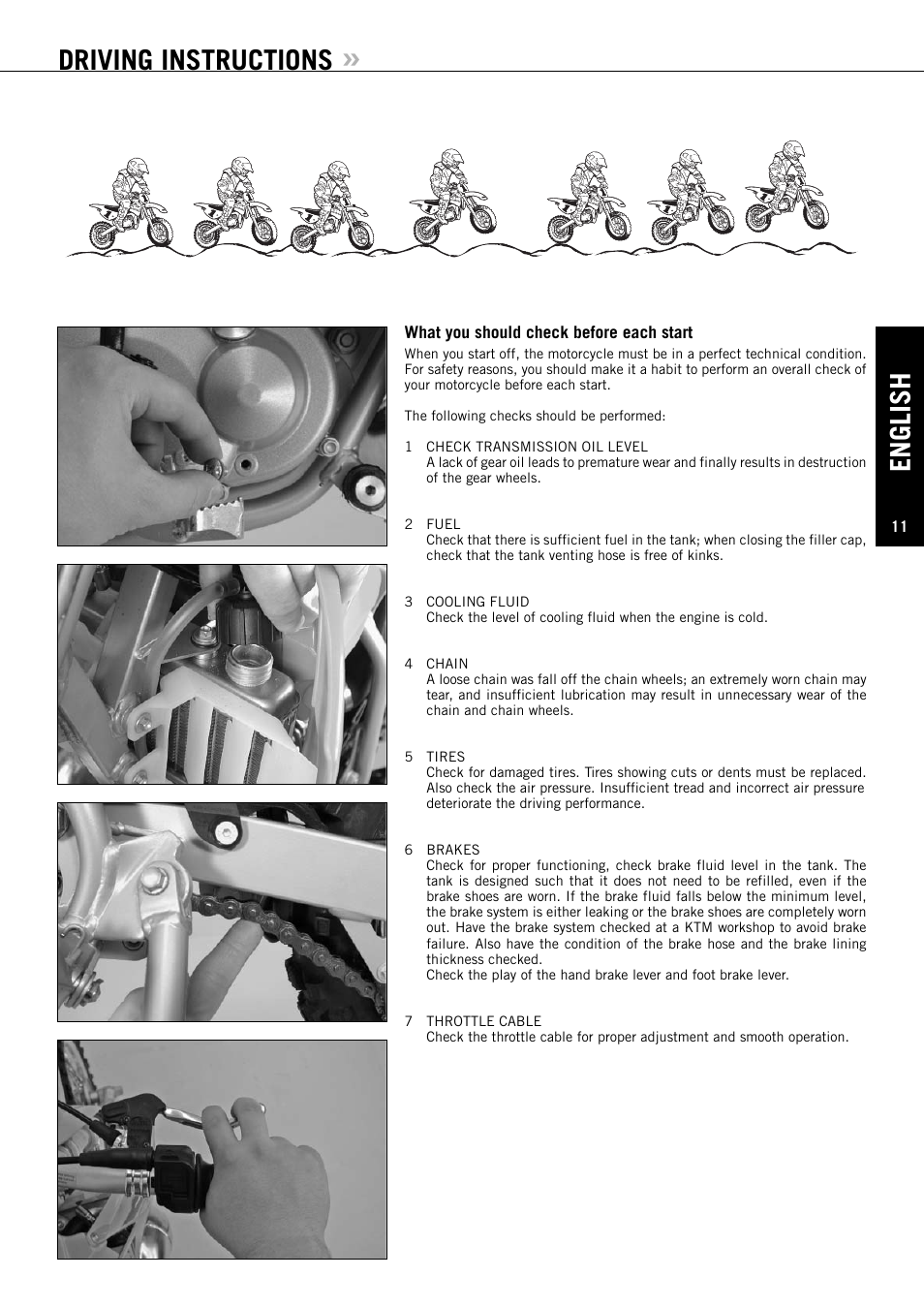 English, Driving instructions | KTM 50 SUPERMOTO User Manual | Page 12 / 42