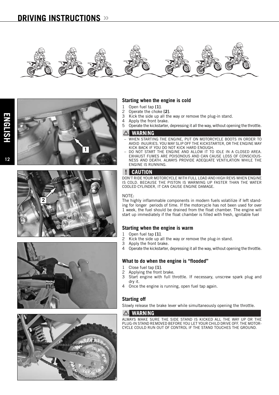 English, Driving instructions | KTM 50 SUPERMOTO User Manual | Page 13 / 42