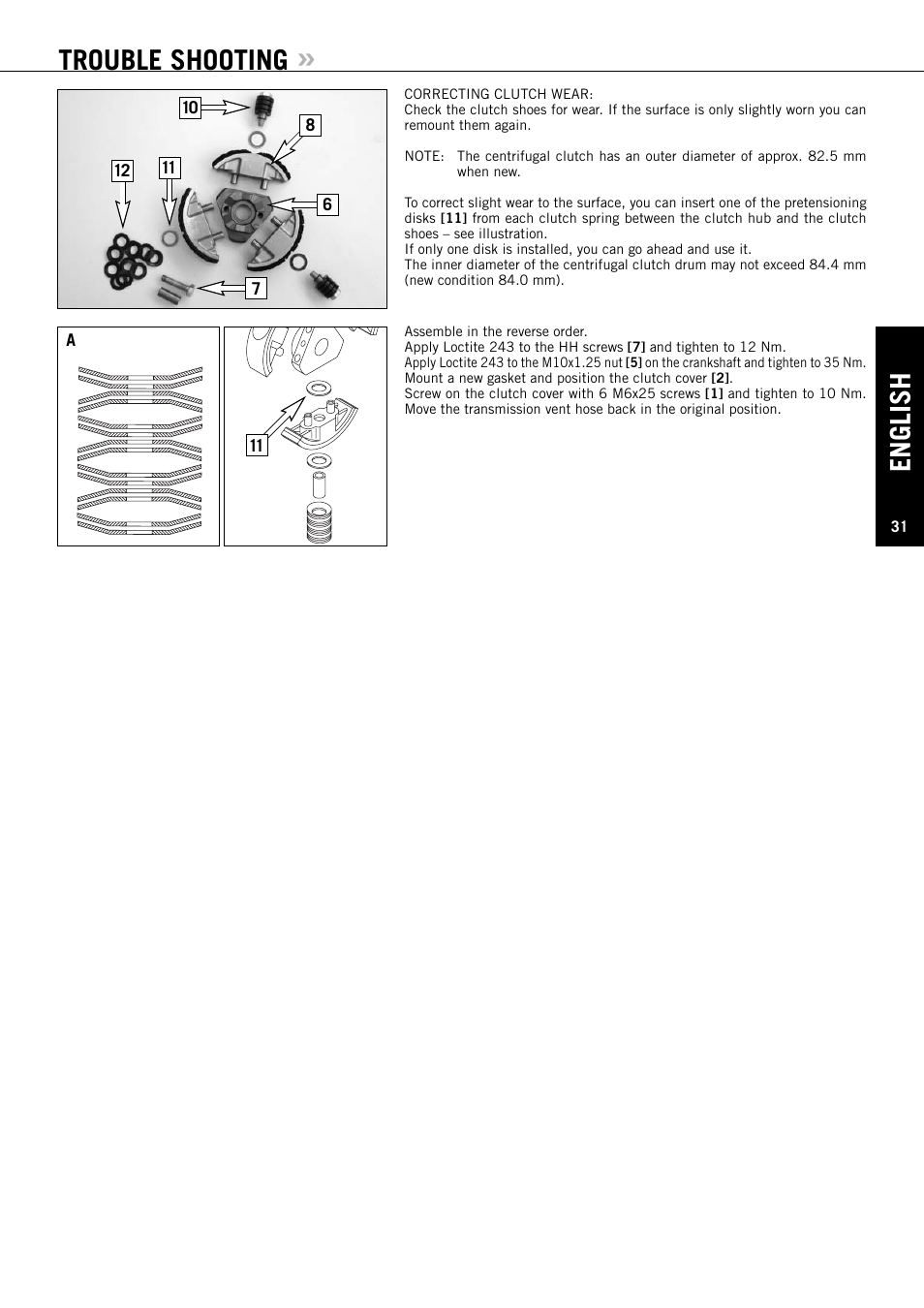 English, Trouble shooting | KTM 50 SUPERMOTO User Manual | Page 32 / 42