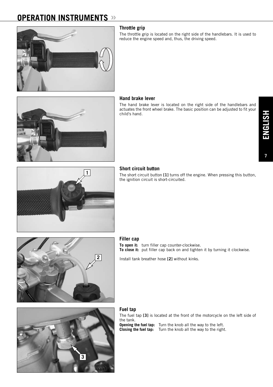 English, Operation instruments | KTM 50 SUPERMOTO User Manual | Page 8 / 42