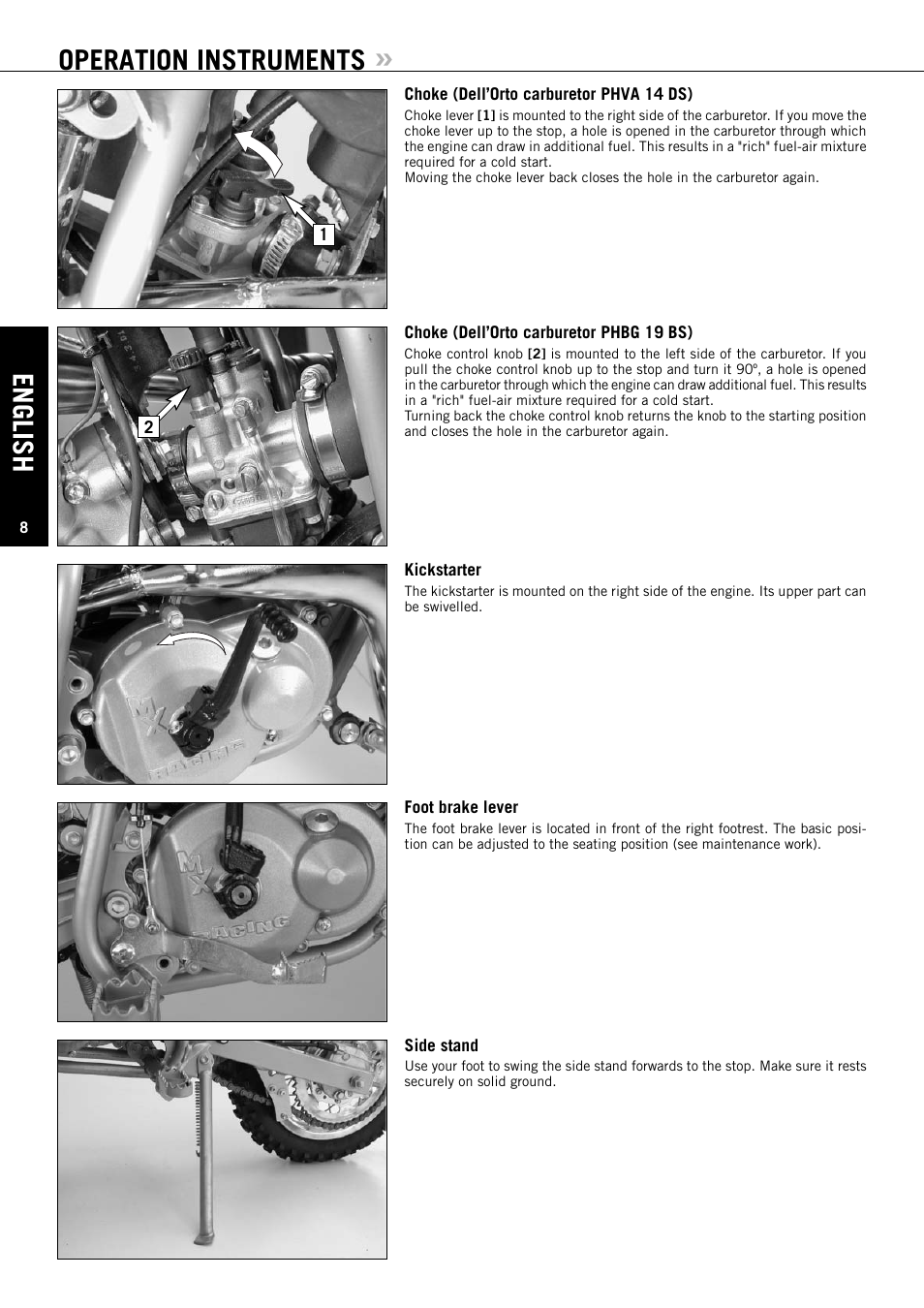 English, Operation instruments | KTM 50 SUPERMOTO User Manual | Page 9 / 42