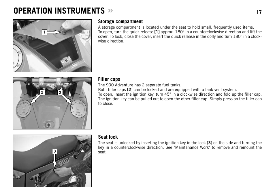 Operation instruments | KTM 990 ADVENTURE S User Manual | Page 18 / 102