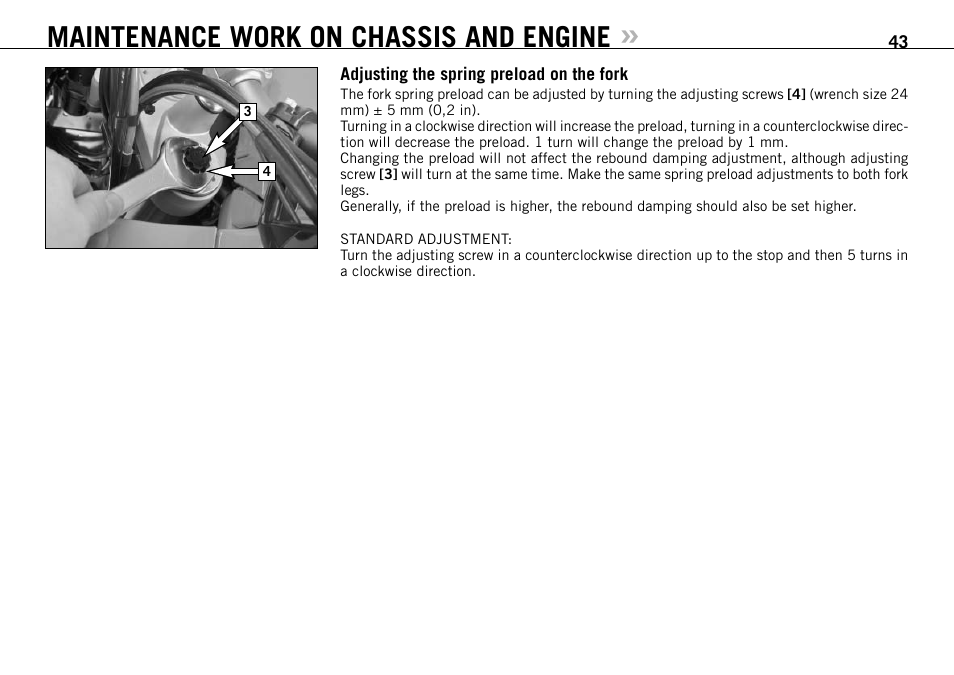 Maintenance work on chassis and engine | KTM 990 ADVENTURE S User Manual | Page 44 / 102