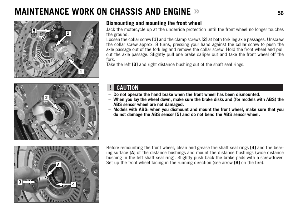 Maintenance work on chassis and engine | KTM 990 ADVENTURE S User Manual | Page 57 / 102