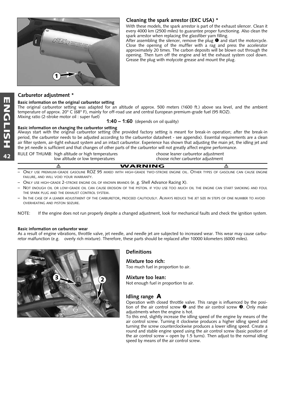 English | KTM 125 User Manual | Page 43 / 67