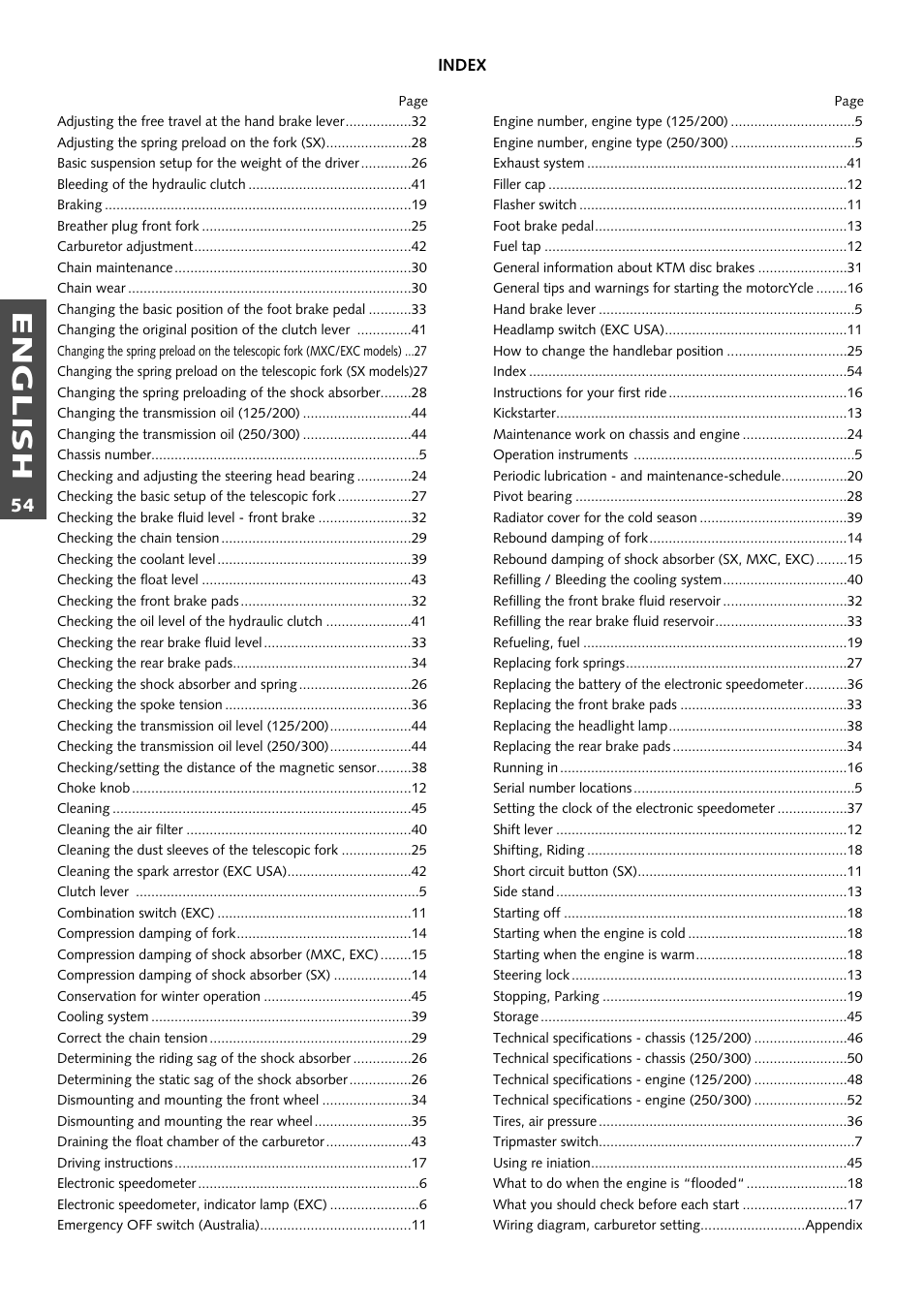 English | KTM 125 User Manual | Page 55 / 67
