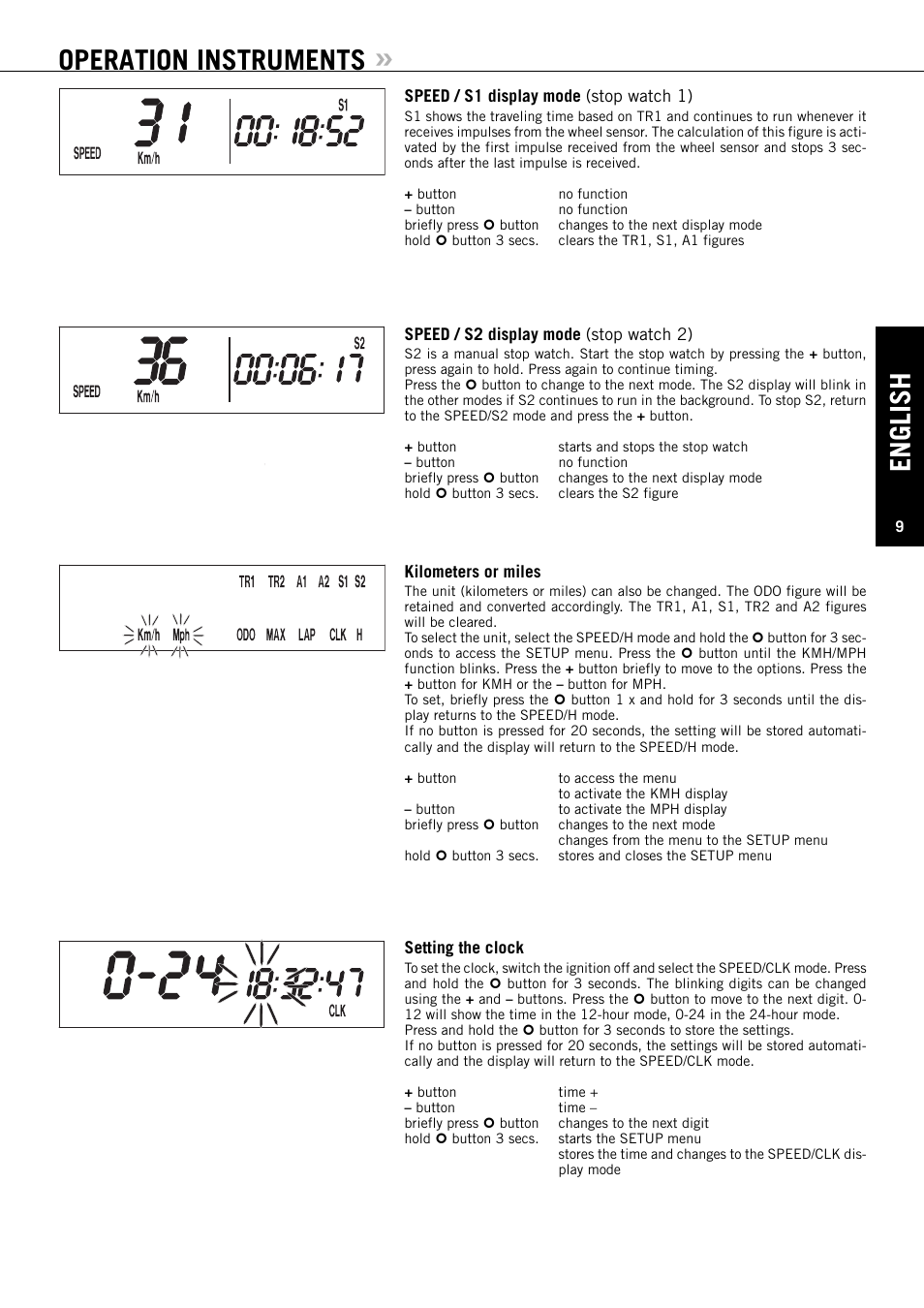 English, Operation instruments | KTM 125 EXC-E SIX DAYS User Manual | Page 10 / 74