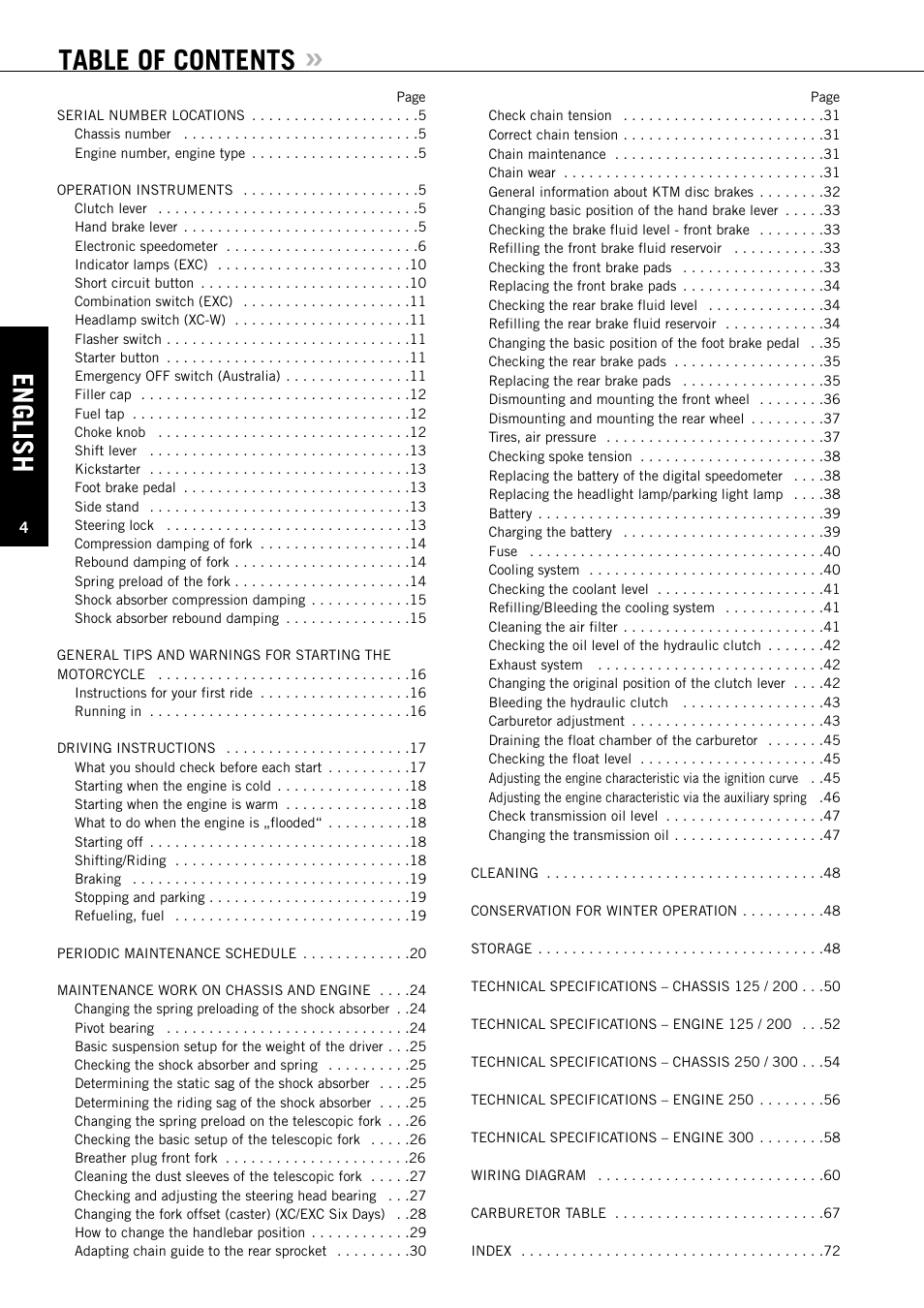 KTM 125 EXC-E SIX DAYS User Manual | Page 5 / 74