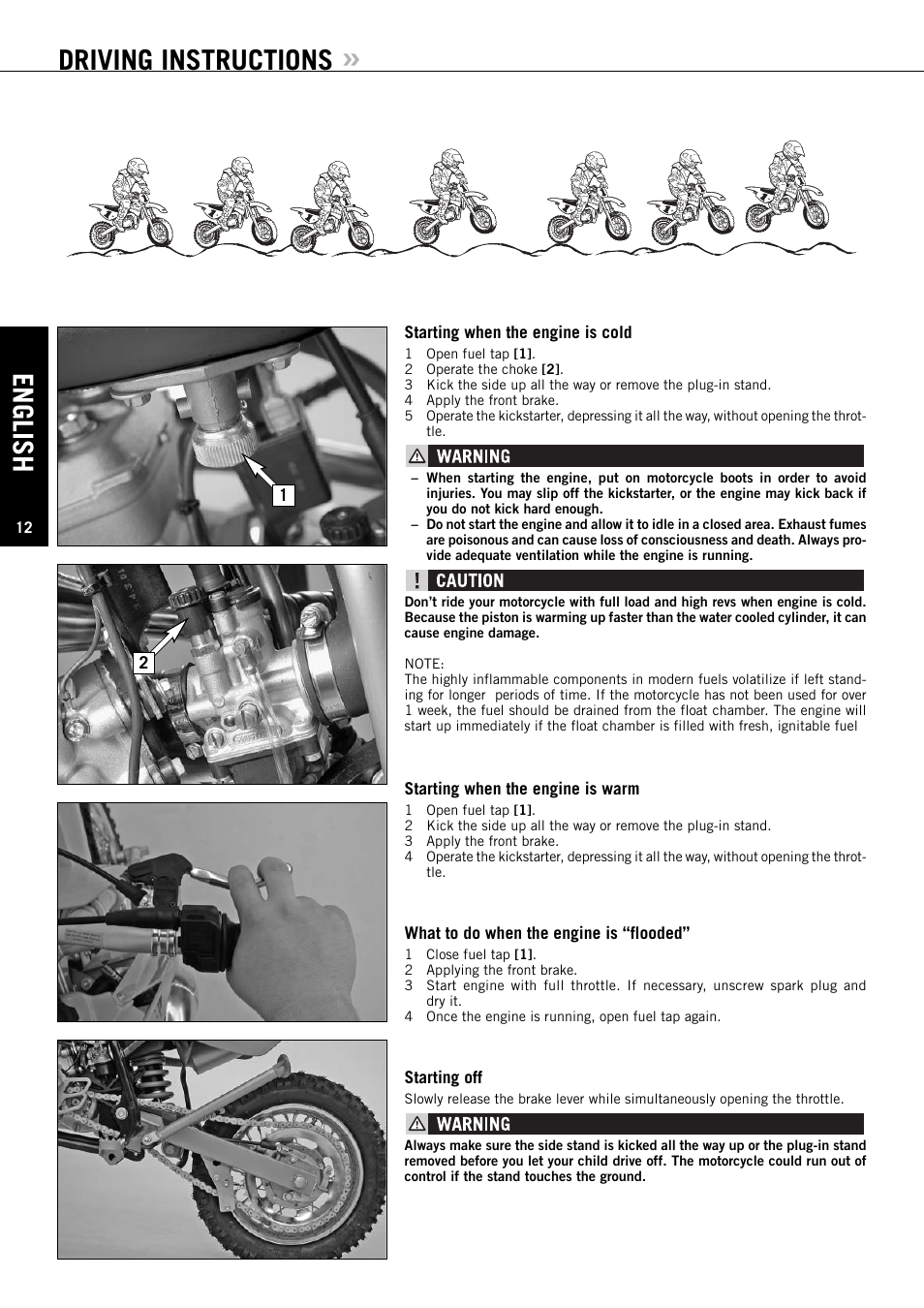 English, Driving instructions | KTM 50 SX User Manual | Page 13 / 42