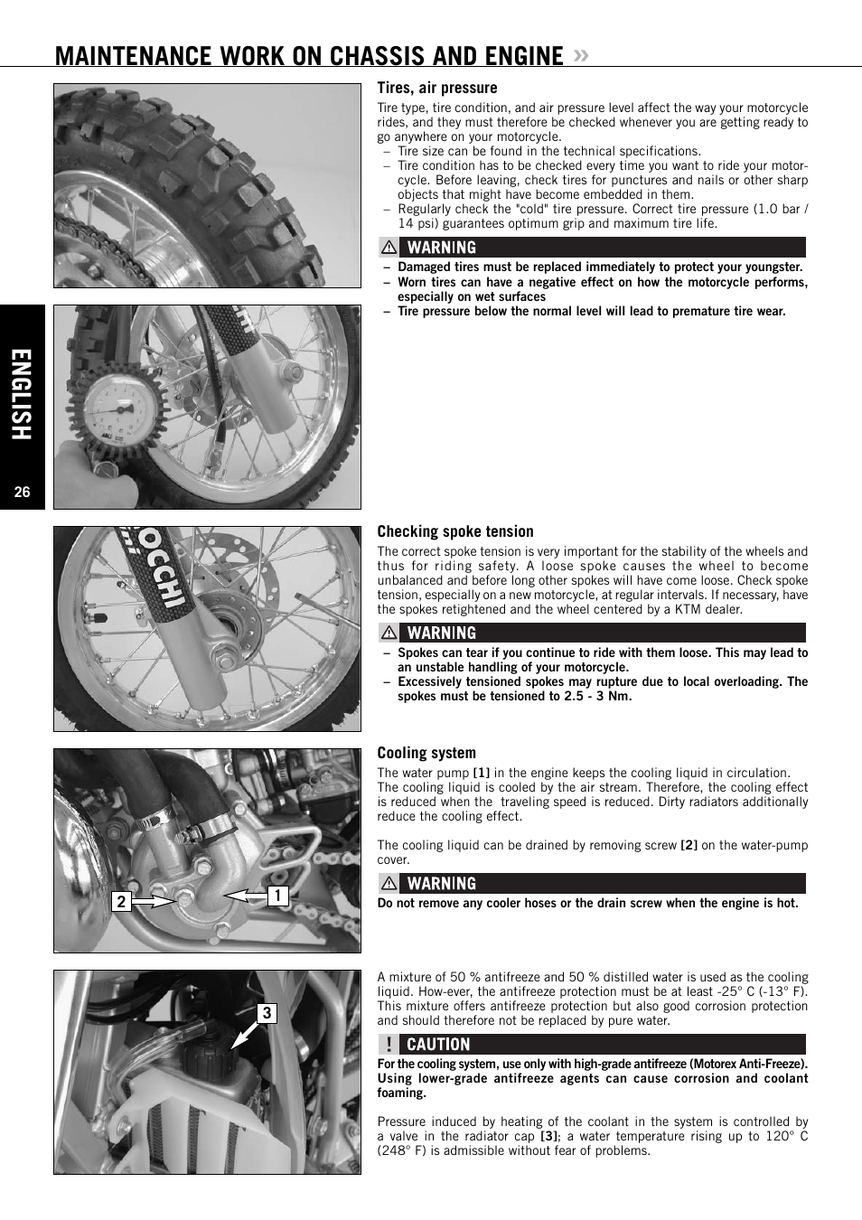 Maintenance work on chassis and engine, English | KTM 50 SX User Manual | Page 27 / 42