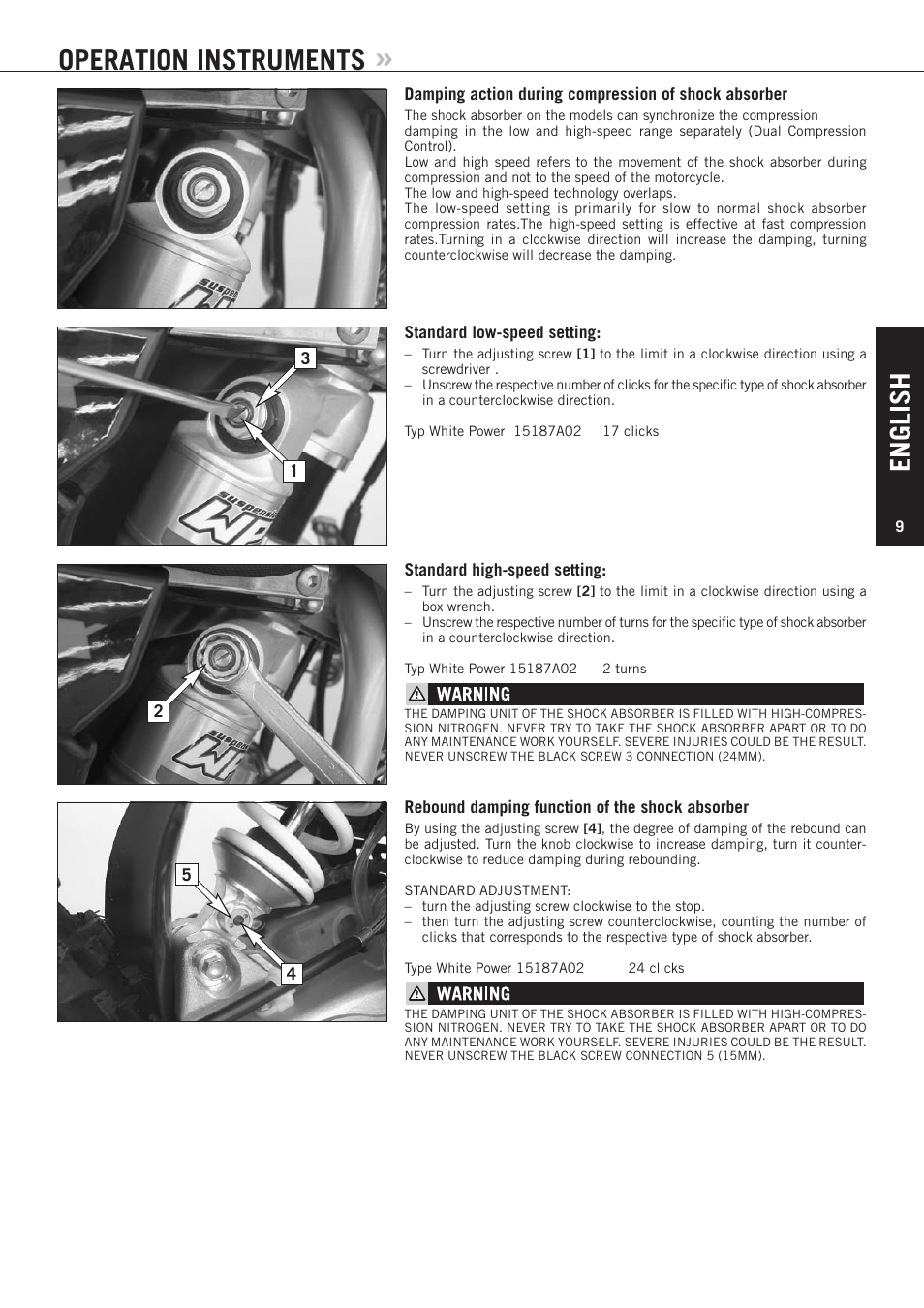 English, Operation instruments | KTM 85 SX User Manual | Page 10 / 40
