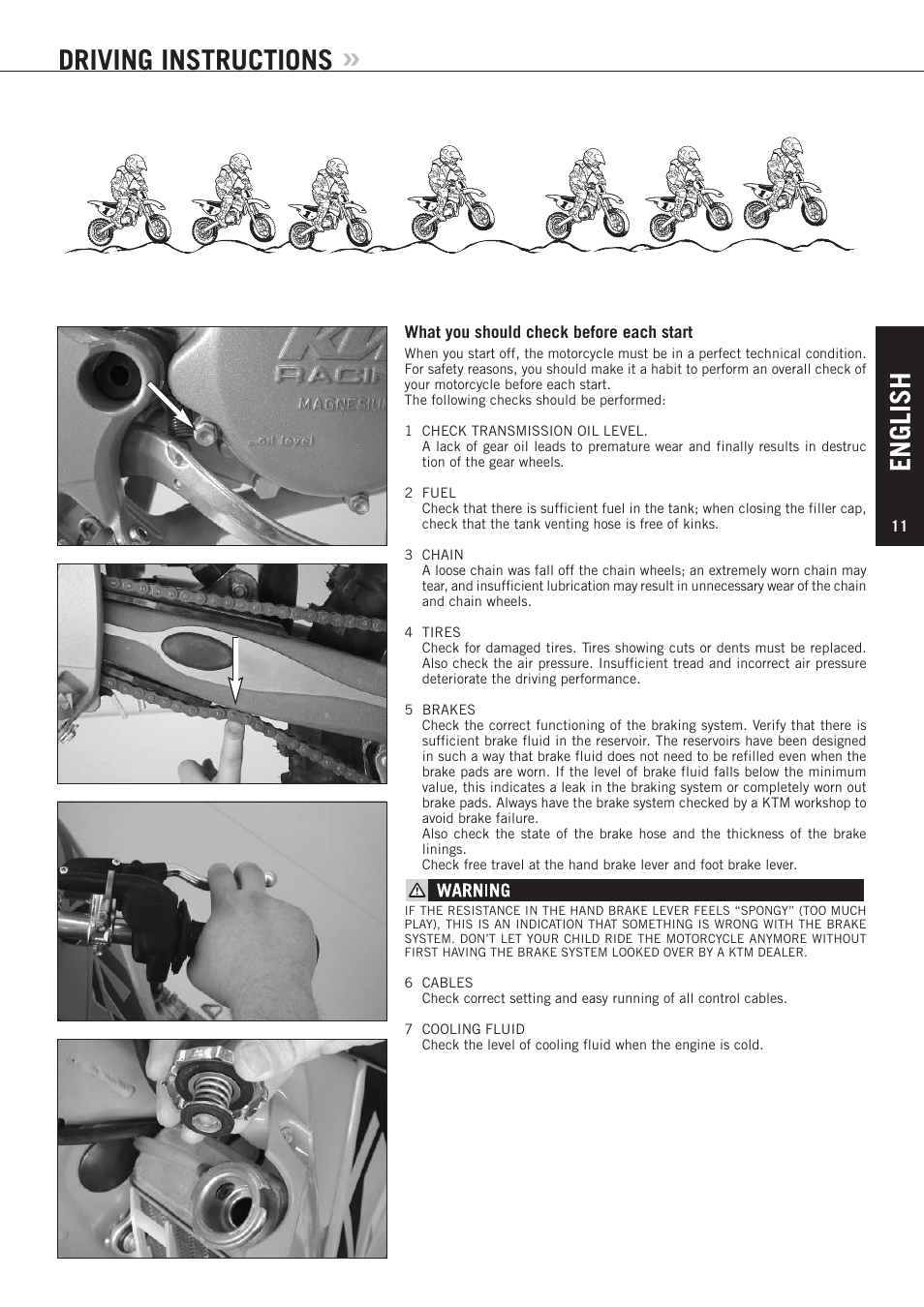 English, Driving instructions | KTM 85 SX User Manual | Page 12 / 40