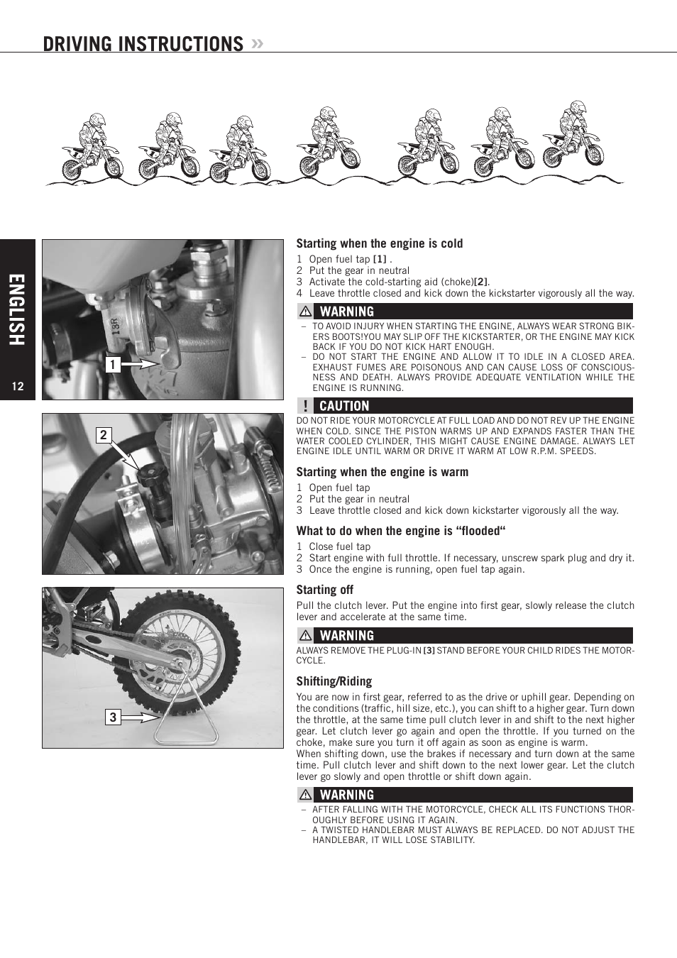 English, Driving instructions | KTM 85 SX User Manual | Page 13 / 40