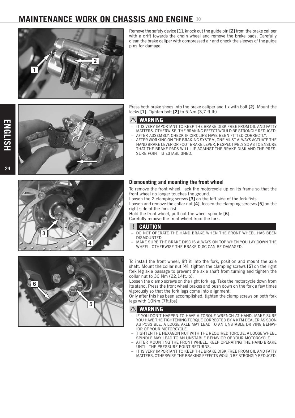 English, Maintenance work on chassis and engine | KTM 85 SX User Manual | Page 25 / 40