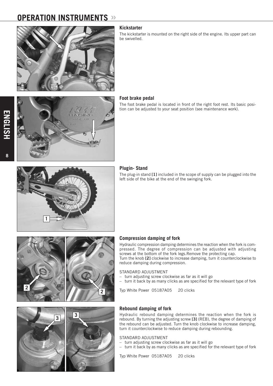 English, Operation instruments | KTM 85 SX User Manual | Page 9 / 40
