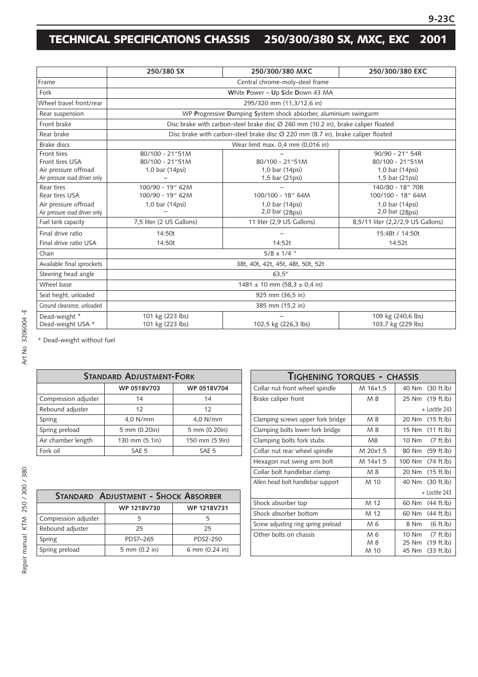 Model 2001 - chassis 250 - 380 | KTM 250 SX User Manual | Page 107 / 153