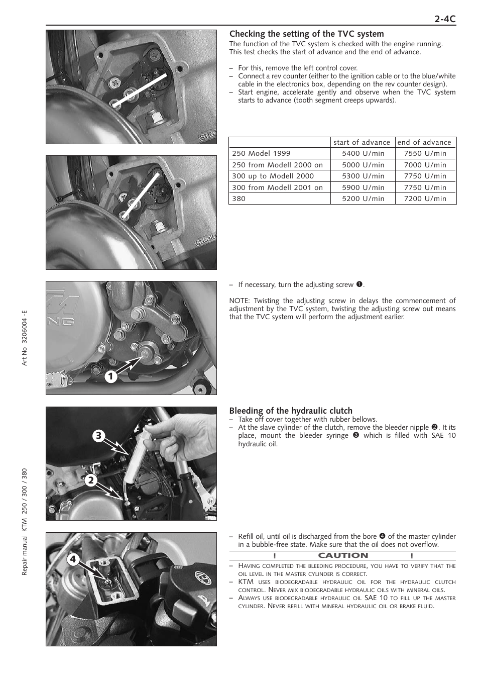 Checking of the setting of the tvc system, Bleeding of the hydraulic clutch | KTM 250 SX User Manual | Page 18 / 153