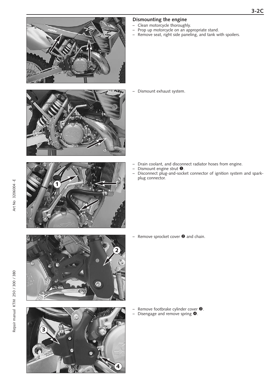 Removing the engine | KTM 250 SX User Manual | Page 24 / 153