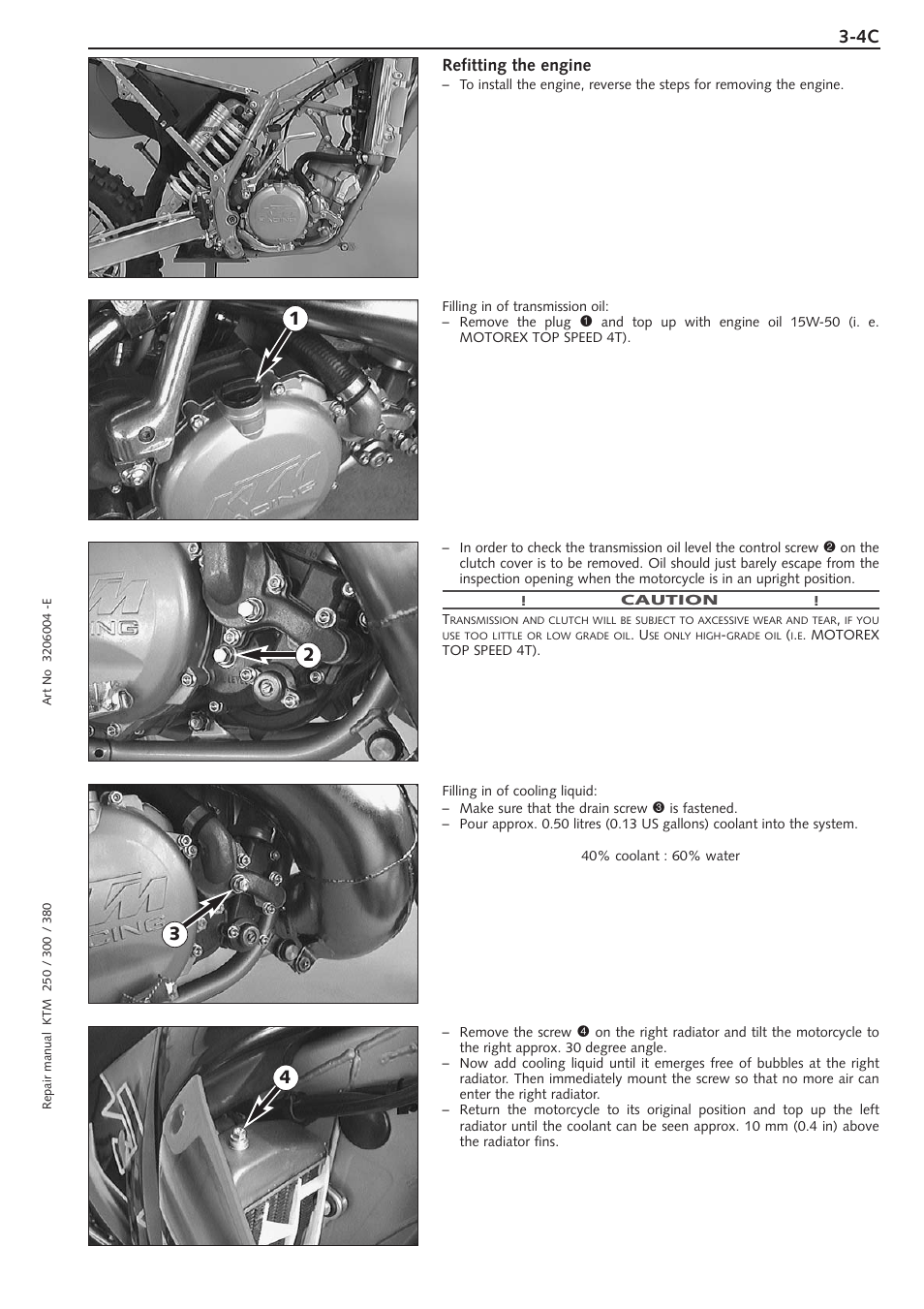 Refitting the engine | KTM 250 SX User Manual | Page 26 / 153