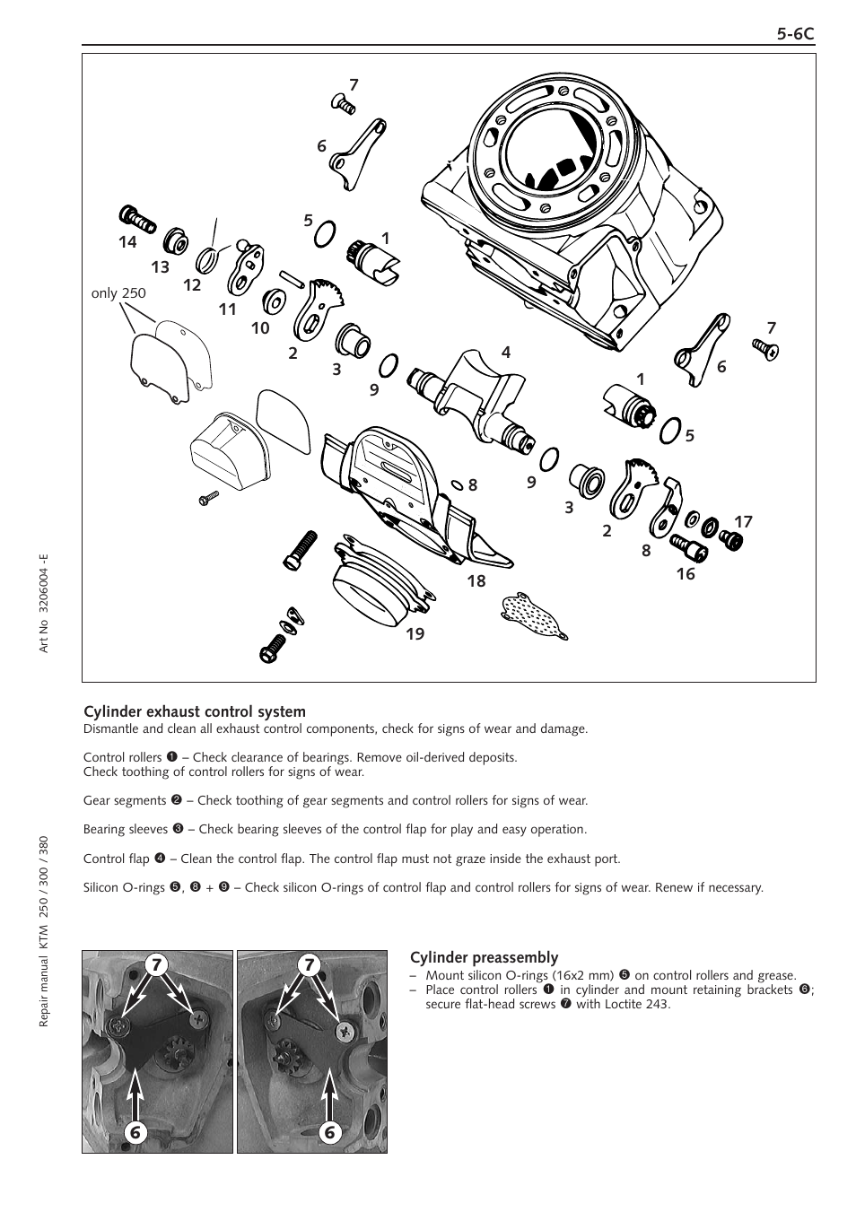 Cylinder exhaust control system, Cylinder preassembly | KTM 250 SX User Manual | Page 43 / 153