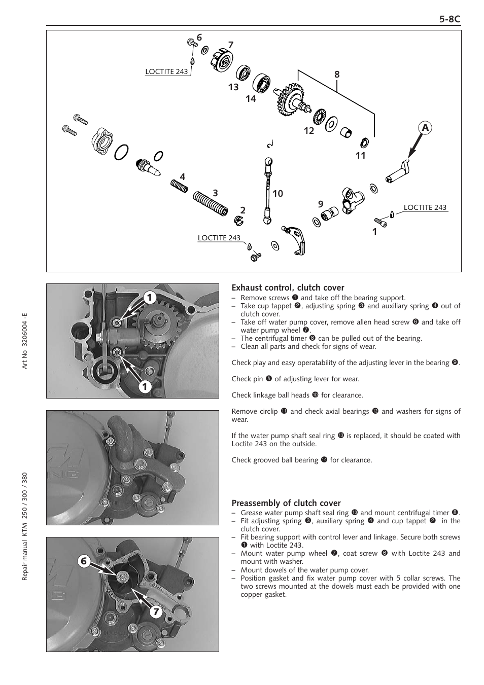 Exhaust control, clutch cover, Preassembly of clutch cover | KTM 250 SX User Manual | Page 45 / 153