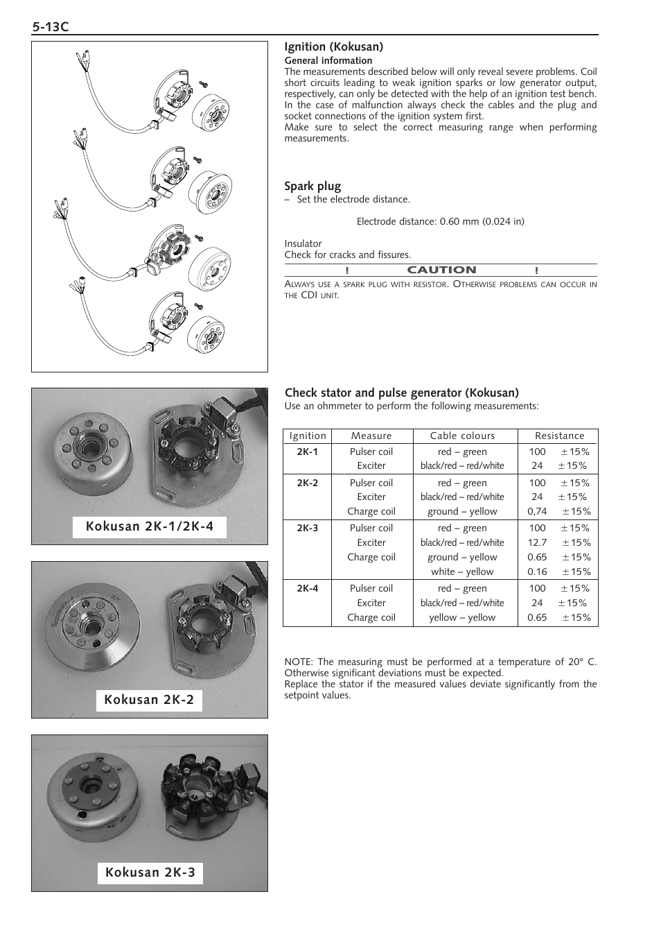 Ignition (kokusan), Spark plug, Check stator and pulse generator (kokusan) | KTM 250 SX User Manual | Page 50 / 153