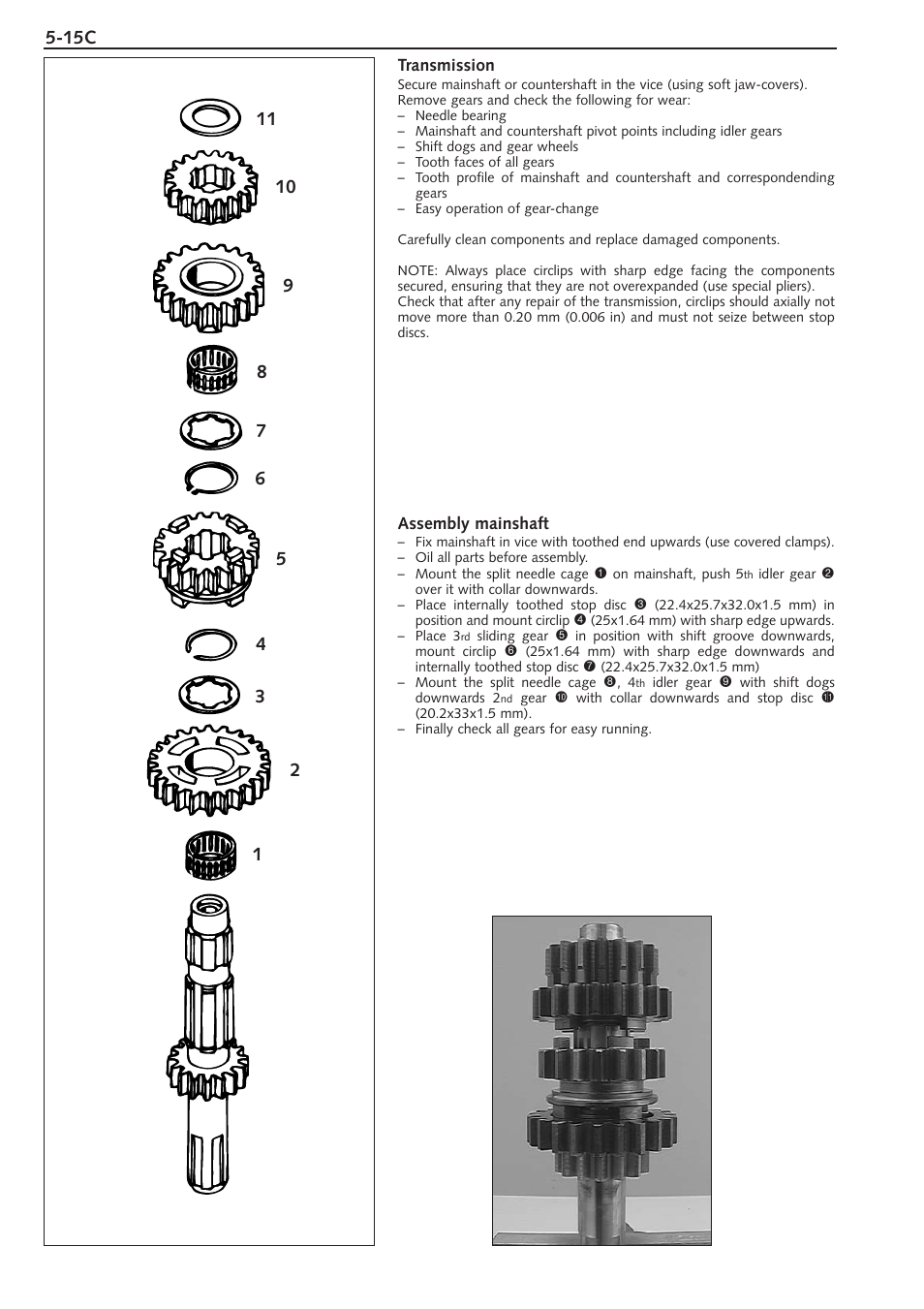 Transmission, Assembly mainshaft | KTM 250 SX User Manual | Page 52 / 153