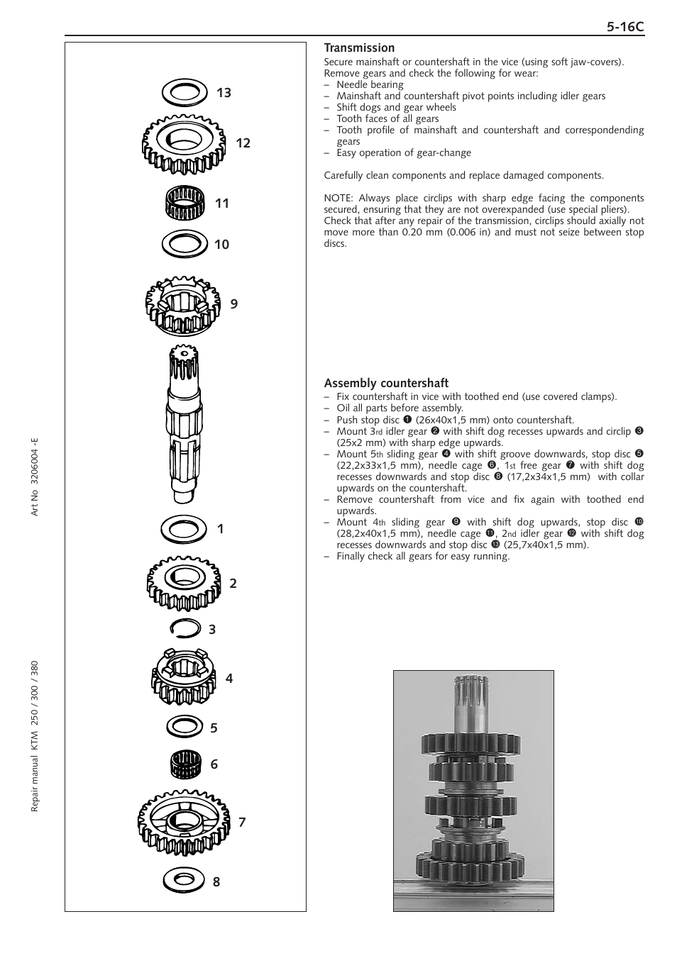 Assembly countershaft | KTM 250 SX User Manual | Page 53 / 153