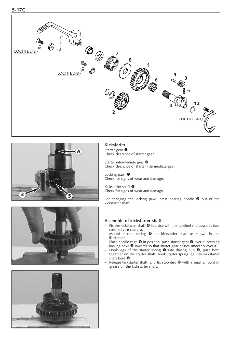 Kickstarter, Assemble of kickstarter shaft | KTM 250 SX User Manual | Page 54 / 153