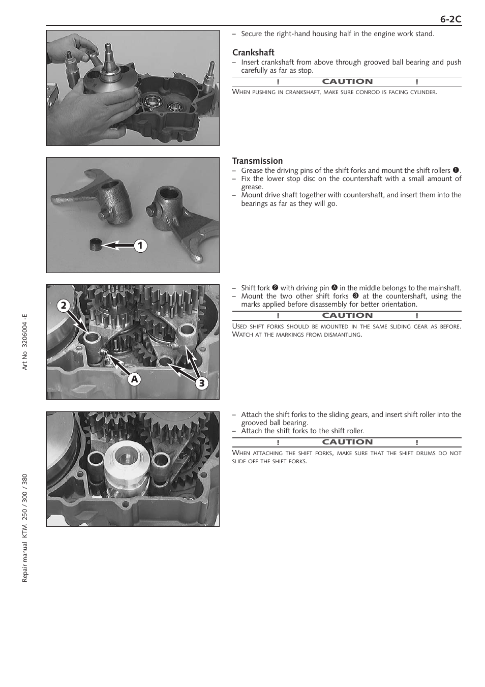 Crankshaft, Transmission, 2c 1 2 a 3 | KTM 250 SX User Manual | Page 57 / 153