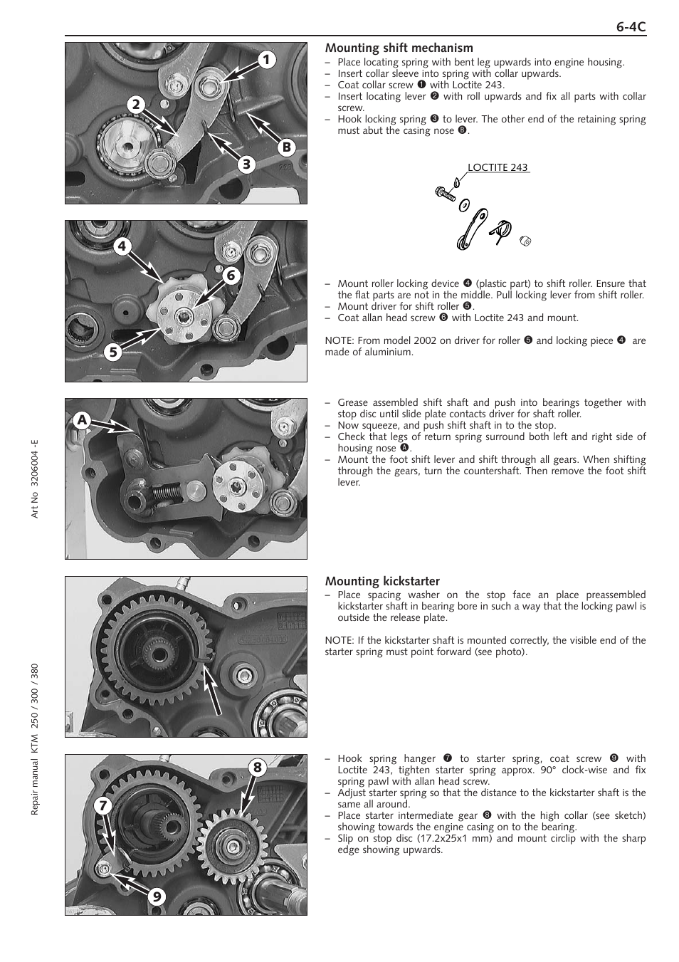 Mounting shift mechanism, Mounting kickstarter | KTM 250 SX User Manual | Page 59 / 153