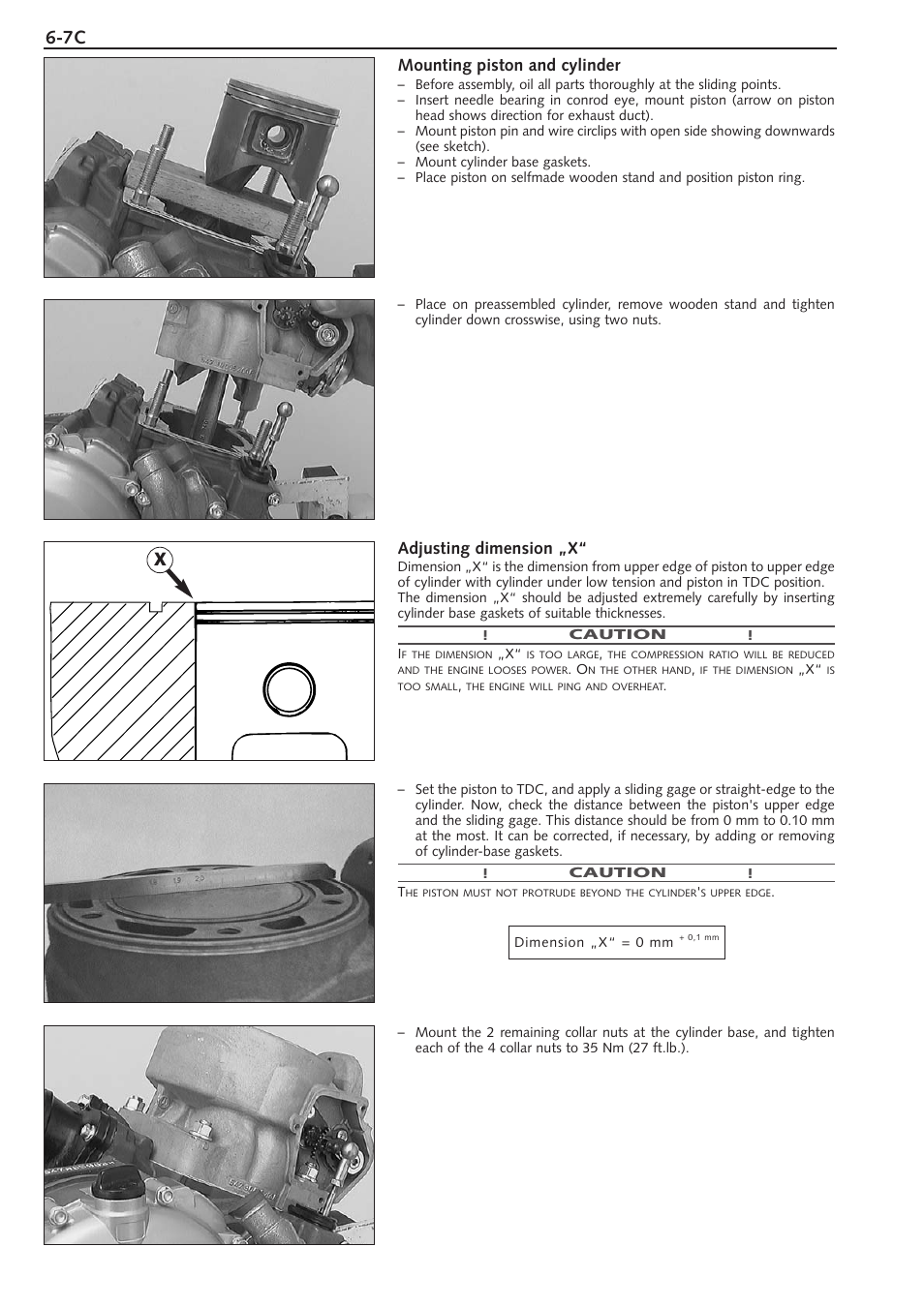 Mounting piston and cylinder, Adjusting dimension „x | KTM 250 SX User Manual | Page 62 / 153