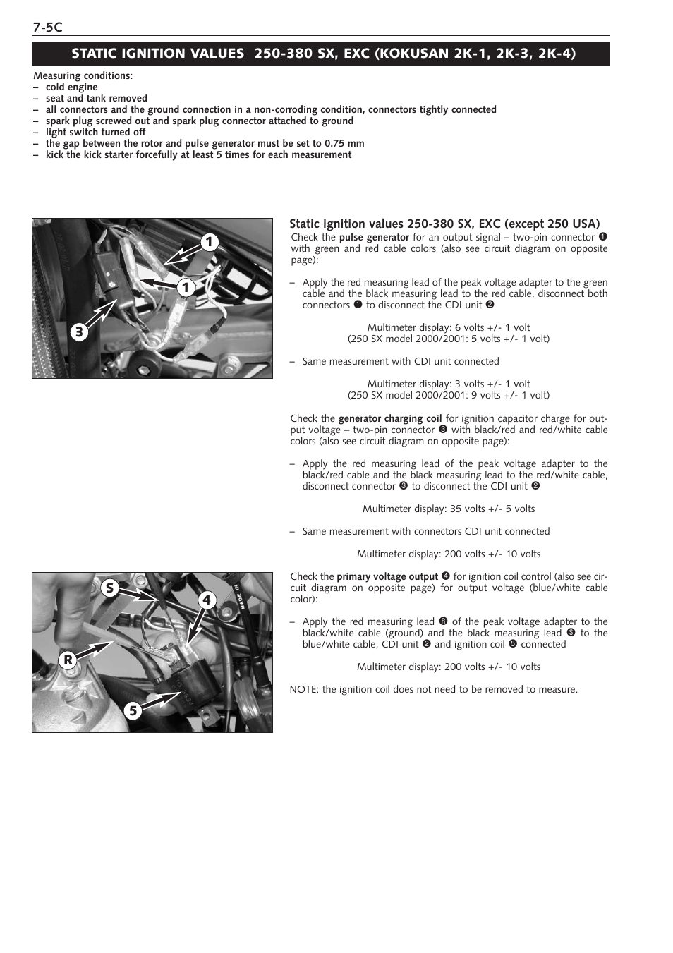 Static ignition values 250 - 380 sx, exc | KTM 250 SX User Manual | Page 72 / 153