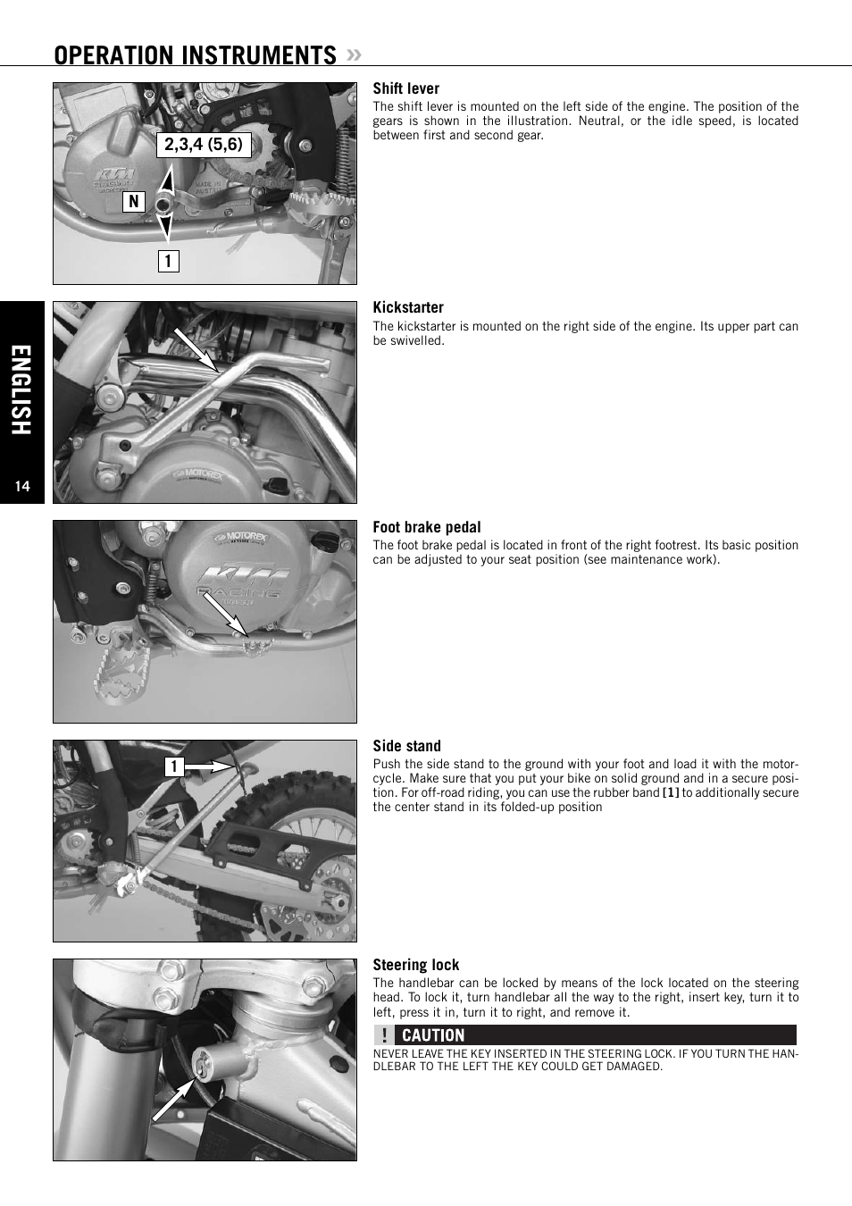 English, Operation instruments | KTM 450 SX User Manual | Page 15 / 70