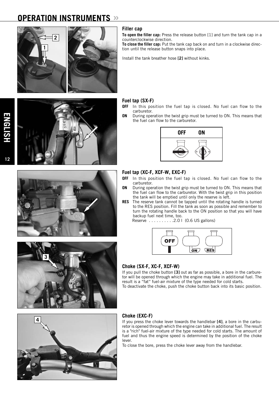 Operation instruments, English | KTM EXC-F SIX DAYS  EN User Manual | Page 13 / 63