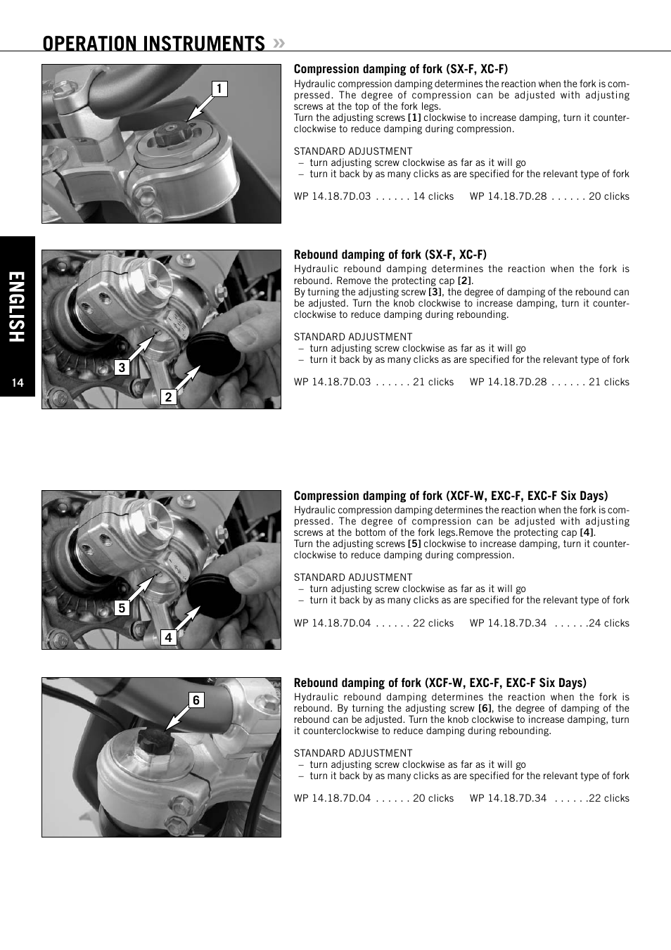 Operation instruments, English | KTM EXC-F SIX DAYS  EN User Manual | Page 15 / 63