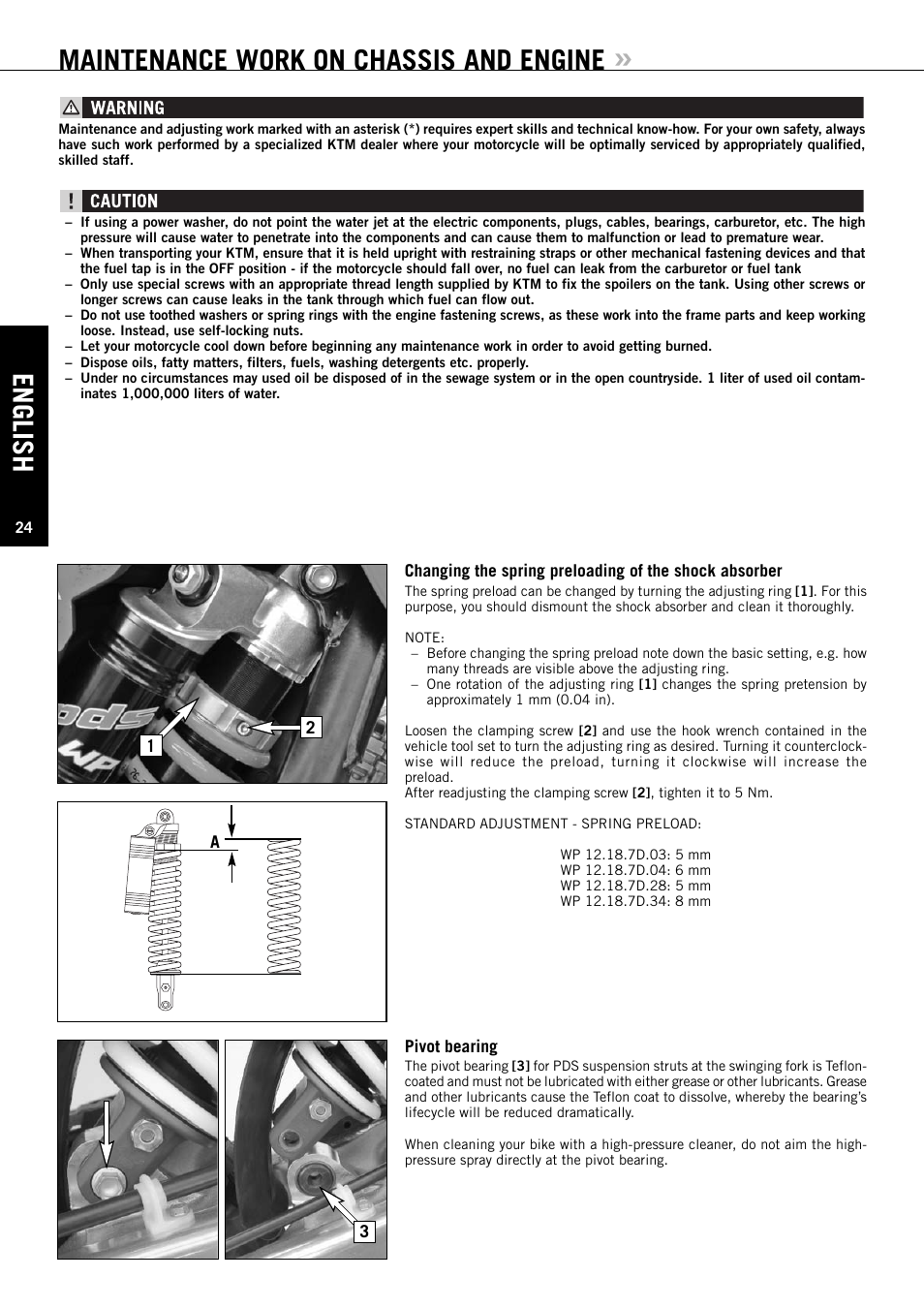 Maintenance work on chassis and engine, English | KTM EXC-F SIX DAYS  EN User Manual | Page 25 / 63