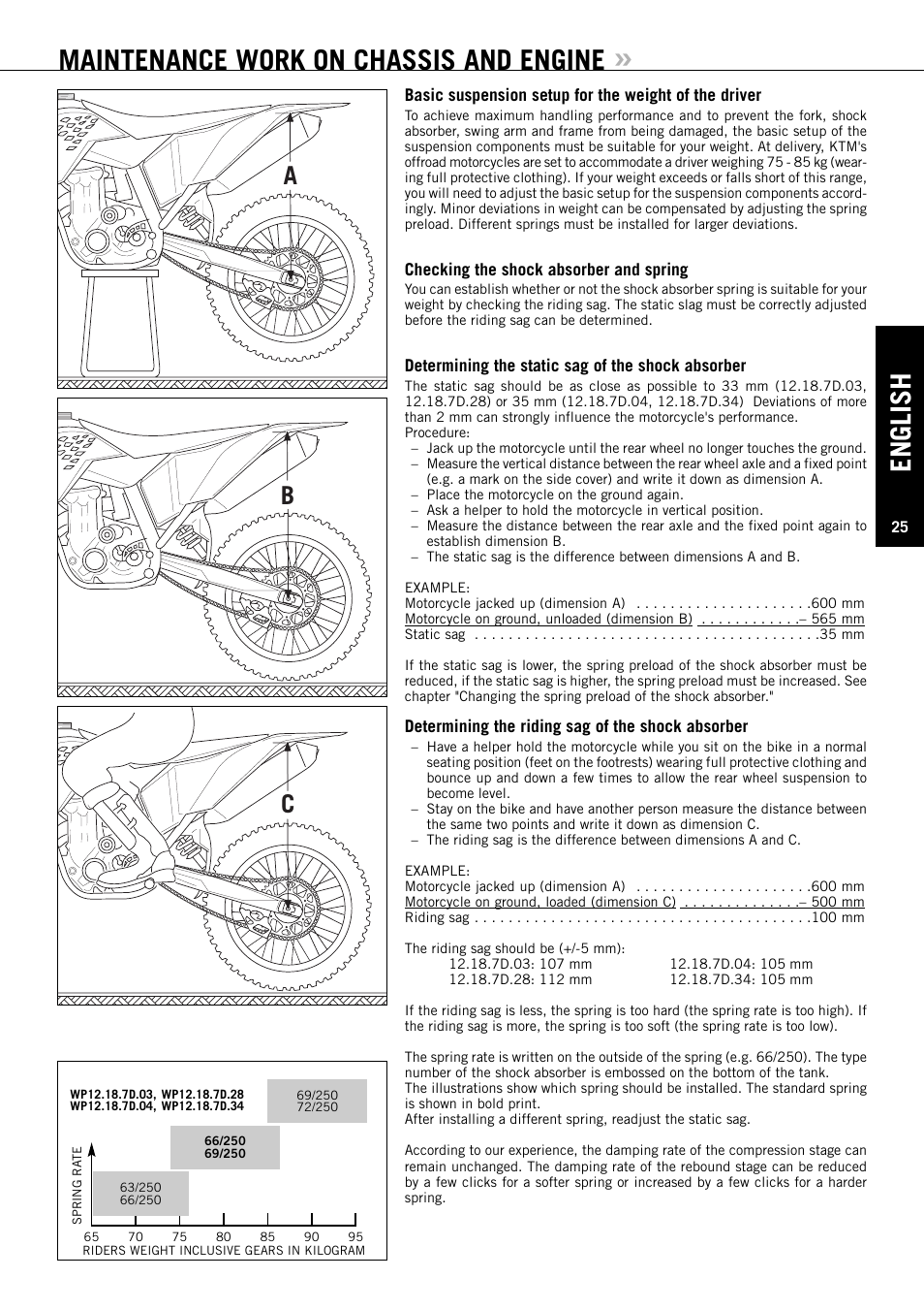 Maintenance work on chassis and engine, English, Ab c | KTM EXC-F SIX DAYS  EN User Manual | Page 26 / 63