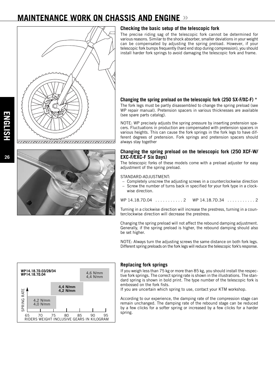 Maintenance work on chassis and engine, English | KTM EXC-F SIX DAYS  EN User Manual | Page 27 / 63