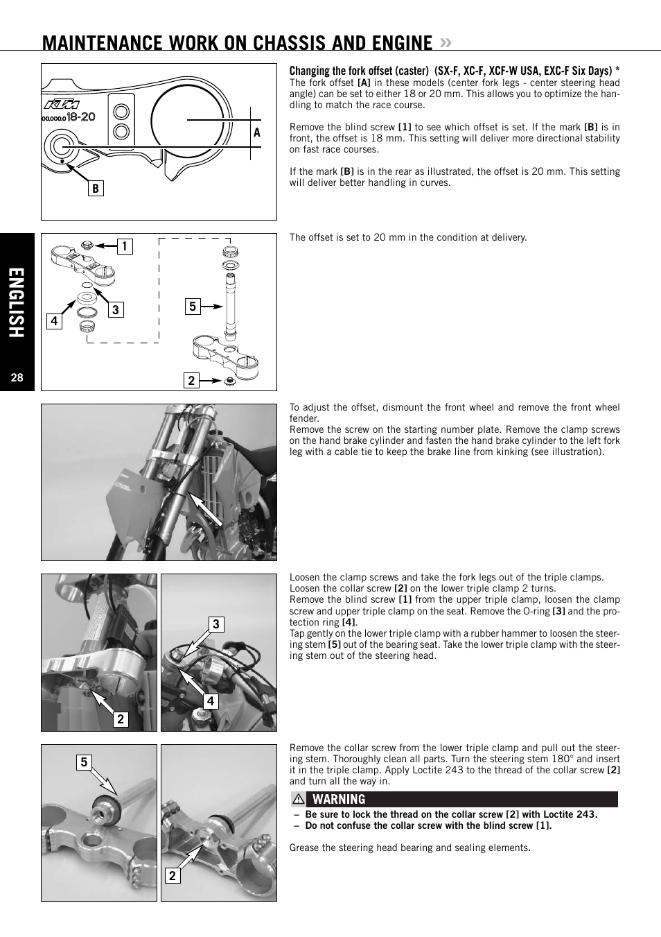 Maintenance work on chassis and engine, English | KTM EXC-F SIX DAYS  EN User Manual | Page 29 / 63