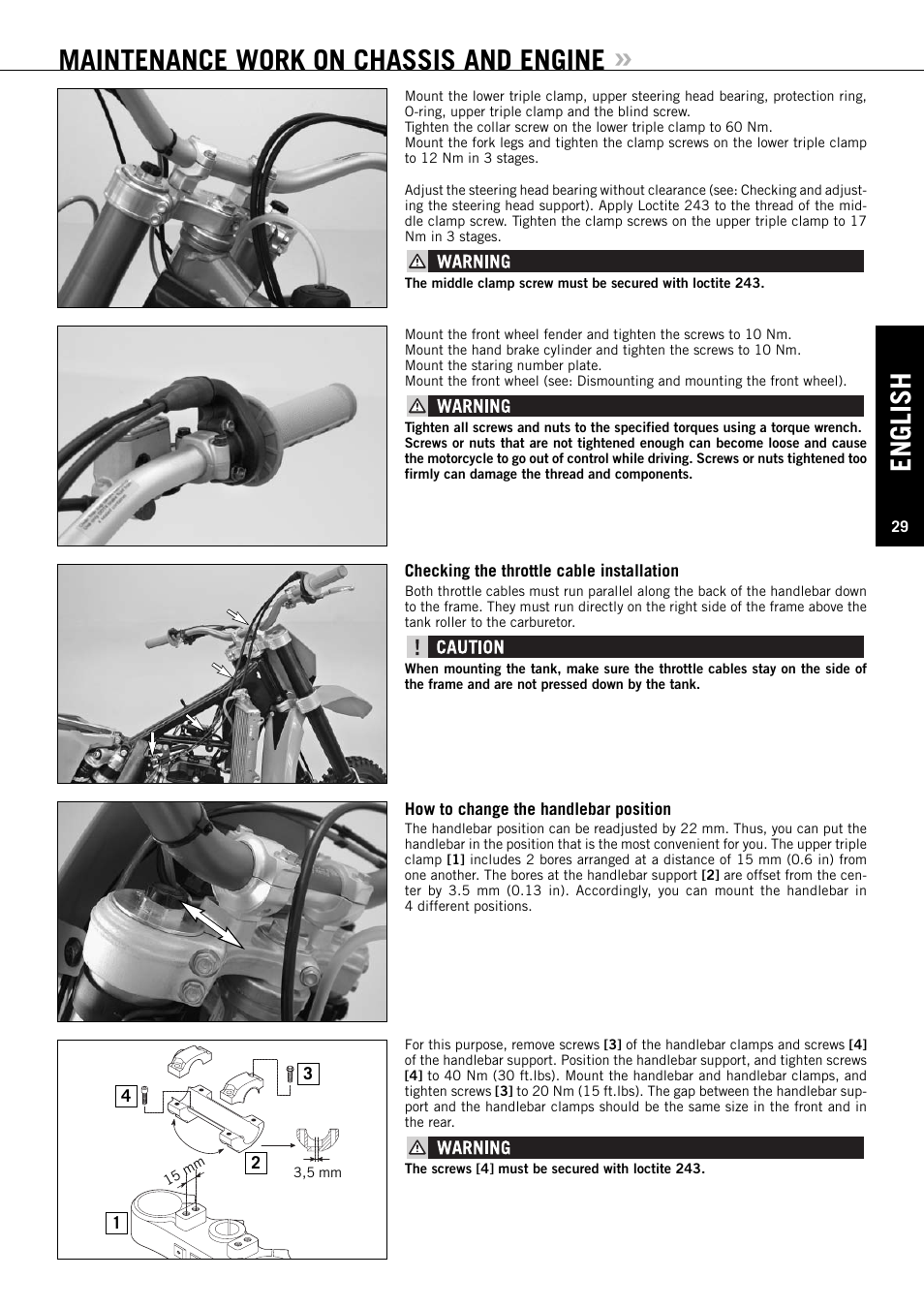 Maintenance work on chassis and engine, English | KTM EXC-F SIX DAYS  EN User Manual | Page 30 / 63