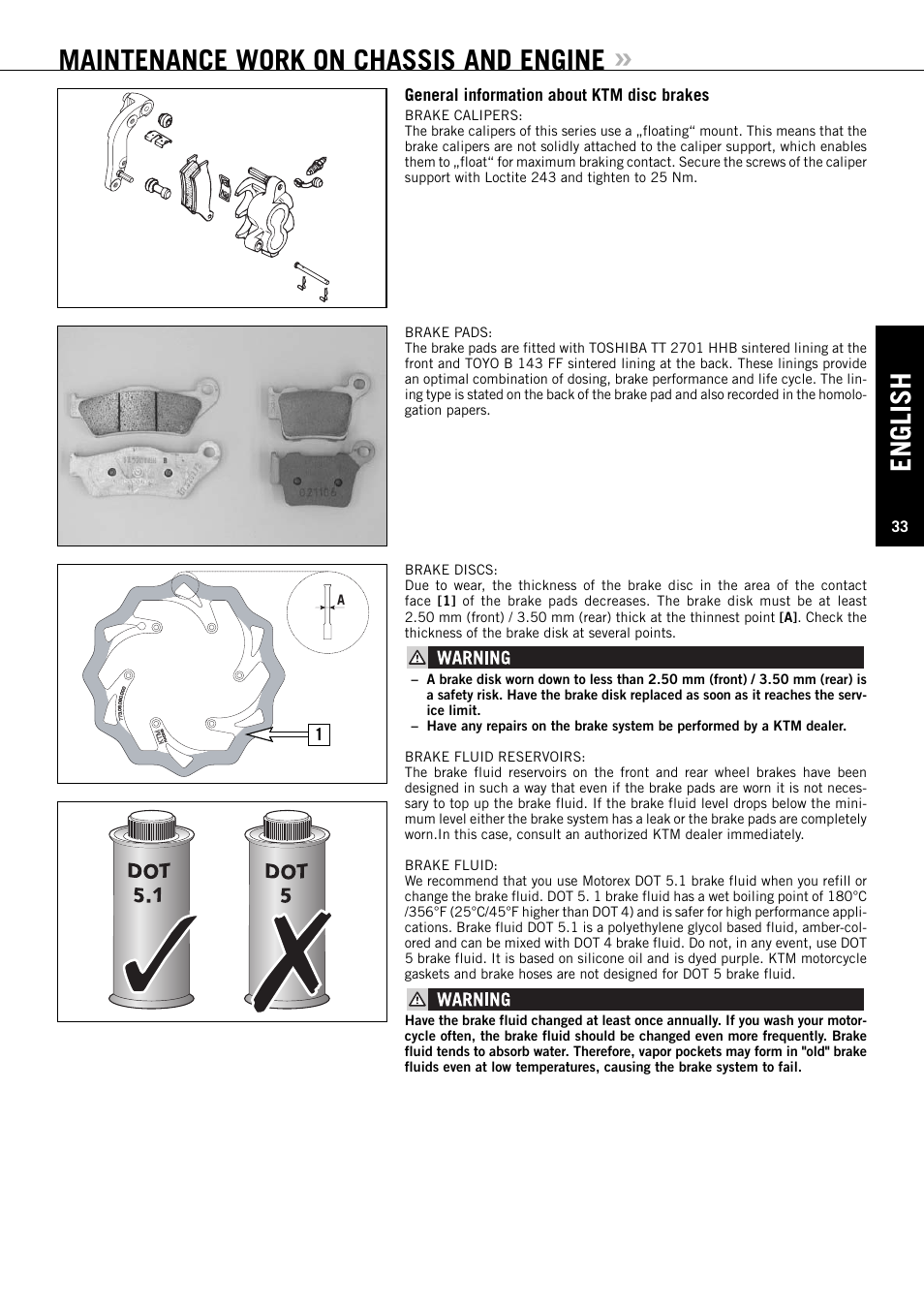 Maintenance work on chassis and engine, English | KTM EXC-F SIX DAYS  EN User Manual | Page 34 / 63