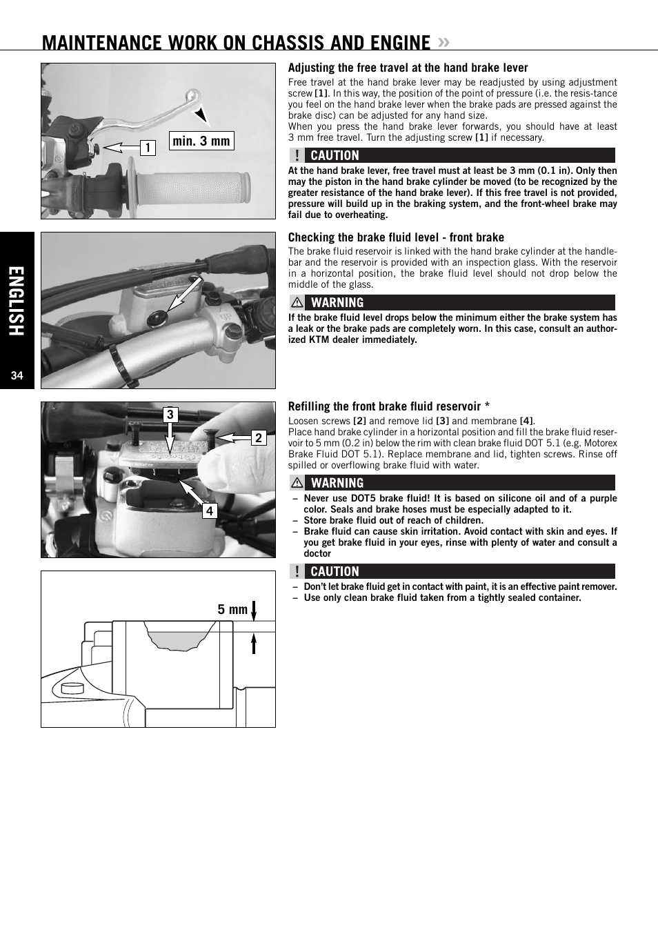 Maintenance work on chassis and engine, English | KTM EXC-F SIX DAYS  EN User Manual | Page 35 / 63