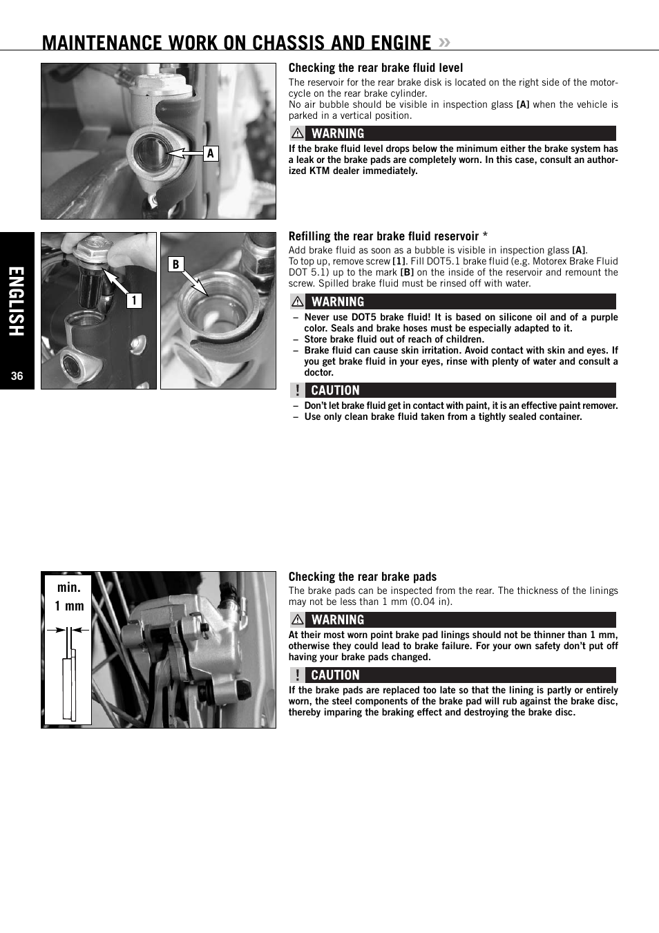 Maintenance work on chassis and engine, English | KTM EXC-F SIX DAYS  EN User Manual | Page 37 / 63