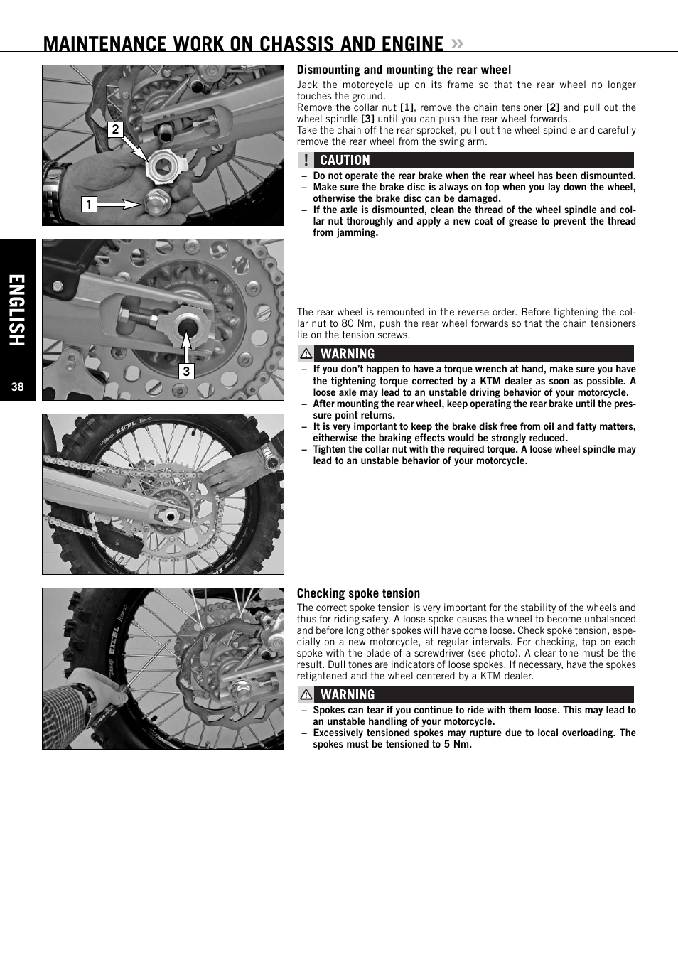 Maintenance work on chassis and engine, English | KTM EXC-F SIX DAYS  EN User Manual | Page 39 / 63